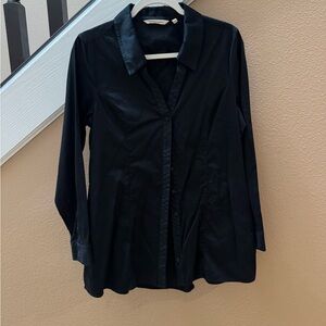 Soft Surroundings Black Button-Up Tunic Top